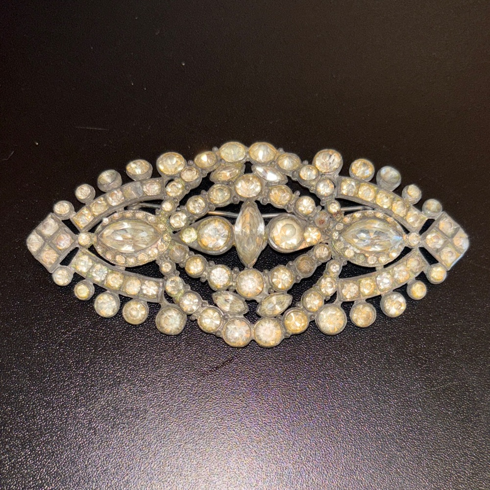 Vintage Art Deco Style Geometric Rhinestone Statement Brooch - Picture 1 of 3